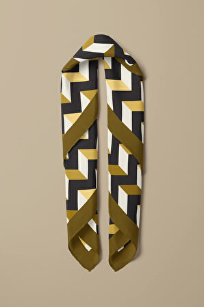 D120 Kadın Üçgen Desenli Bandana 50x50 Sarı DG0328-22