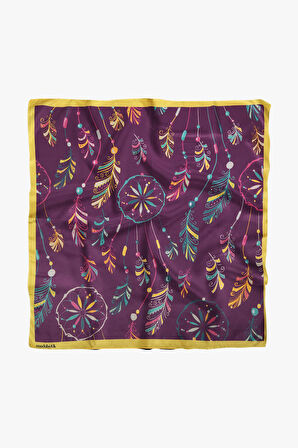 B97 Kadın Yaprak Desenli Bandana 50x50 Yeşil DG0332-22 Snz
