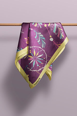 B97 Kadın Yaprak Desenli Bandana 50x50 Yeşil DG0332-22 Snz