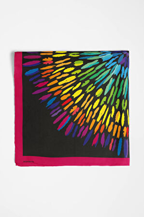 Y67 Kadın Yıldız Desenli Bandana 50x50 Yeşil Mavi DG0345-22