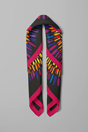 Y67 Kadın Yıldız Desenli Bandana 50x50 Yeşil Mavi DG0345-22