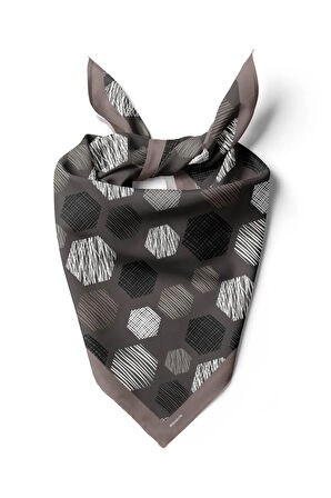 Y30 Kadın Petek Desenli Bandana 50x50 Siyah Beyaz DG0389-22