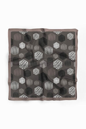 Y30 Kadın Petek Desenli Bandana 50x50 Siyah Beyaz DG0389-22