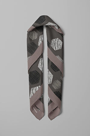 Y30 Kadın Petek Desenli Bandana 50x50 Siyah Beyaz DG0389-22