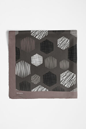Y30 Kadın Petek Desenli Bandana 50x50 Siyah Beyaz DG0389-22