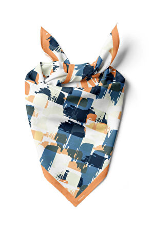 Y23 Kadın Sulu Boya Desenli Bandana 50x50 DG0398-22