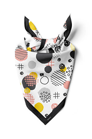 D74 Kadın Geometrik Desenli Bandana 50x50 Sarı DG0427-22