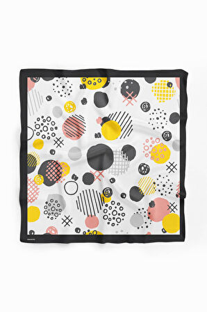 D74 Kadın Geometrik Desenli Bandana 50x50 Sarı DG0427-22