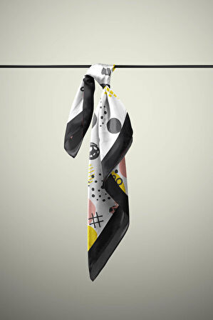 D74 Kadın Geometrik Desenli Bandana 50x50 Sarı DG0427-22