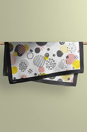 D74 Kadın Geometrik Desenli Bandana 50x50 Sarı DG0427-22