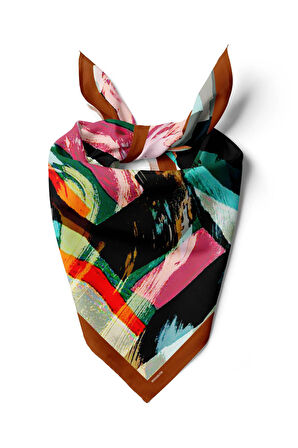 Y8 Kadın Sulu Boya Desenli Bandana 50x50 Gri DG0479-22