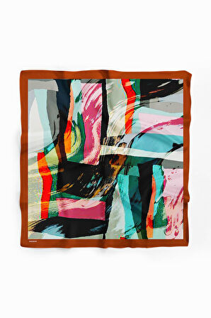 Y8 Kadın Sulu Boya Desenli Bandana 50x50 Gri DG0479-22