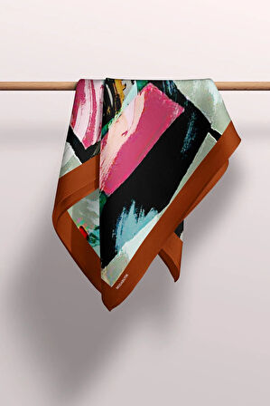 Y8 Kadın Sulu Boya Desenli Bandana 50x50 Gri DG0479-22