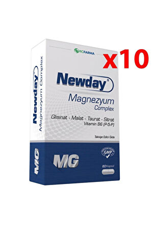 Newday Magnezyum Complex Vitamin B6, 60 Kapsül 10 Adet