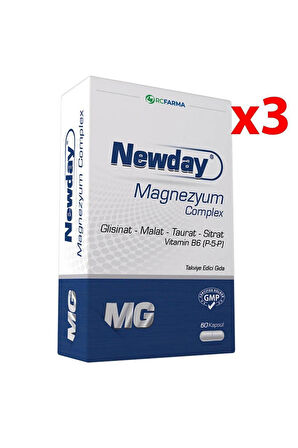 Newday Magnezyum Complex Vitamin B6, 60 Kapsül 3 Adet