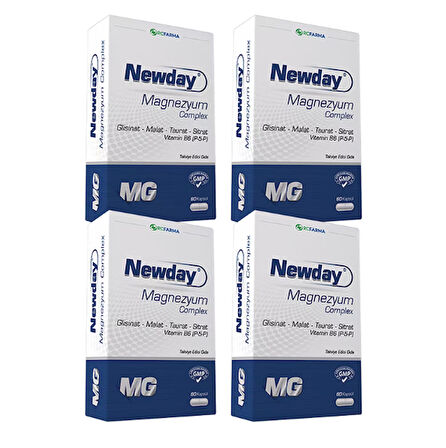 newday Magnezyum Complex Vitamin B6, 60 Kapsül x 4 Adet