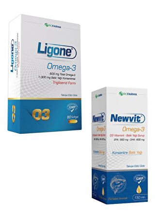 LİGONE OMEGA-3 SOFTJEL + NEWVİT OMEGA-3,D3 VİTAMİNLİ ŞURUP 150 ML