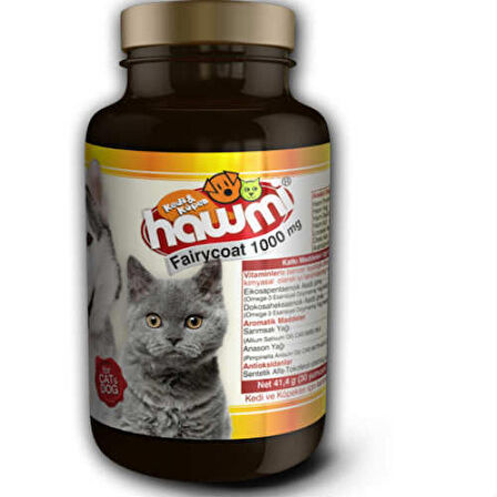 Hawmi Fairycoat 1000 Mg Kedi ve Köpekler İçin Tüy Deri Geliştirici Yağ Karışımı