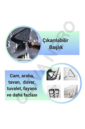 2 Bezli Üçgen Mop Temizlik Seti – 145 cm Sap + 3 Adet Mikrofiber Bez Temizlik Bezi - 2’Lİ SET