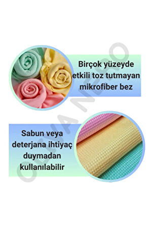 2 Bezli Üçgen Mop Temizlik Seti – 145 cm Sap + 3 Adet Mikrofiber Bez Temizlik Bezi - 2’Lİ SET