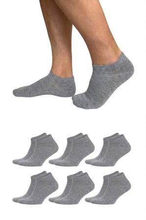 Bambu Erkek Patik Çorap Gri 6'lı Paket, Dikişsiz, Soft Yıkamalı, 40-45