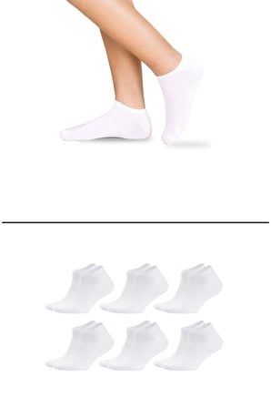 Bambu Erkek Patik Çorap Beyaz 6'lı, Dikişsiz, Soft Yıkamalı, Premium, 40-45