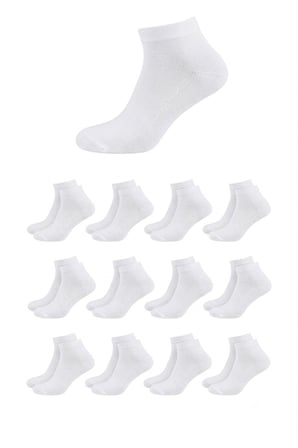Bambu Kadın Kısa Konç Çorap Beyaz 12'li Paket, Burun Dikişsiz, Yıkamalı, 36-40