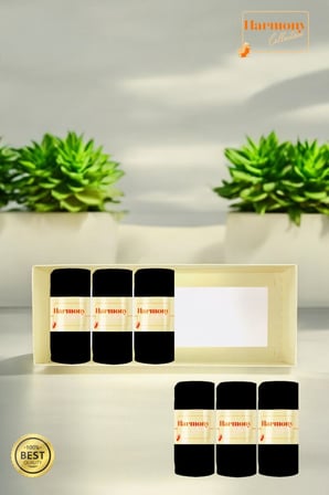 Bambu Kadın Patik Çorap Premium Kutulu Siyah 6'lı, Burun Dikişsiz, Yumuşak Premium, 36-40