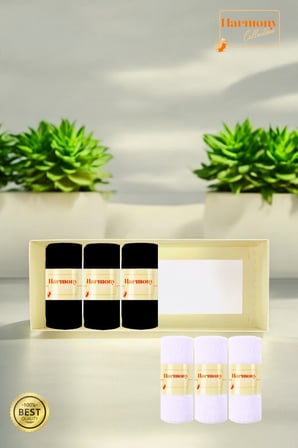 Bambu Kadın Patik Çorap Premium Kutulu 3 Siyah-3 Beyaz 6'lı, Burun Dikişsiz, Yumuşak Premium, 36-40