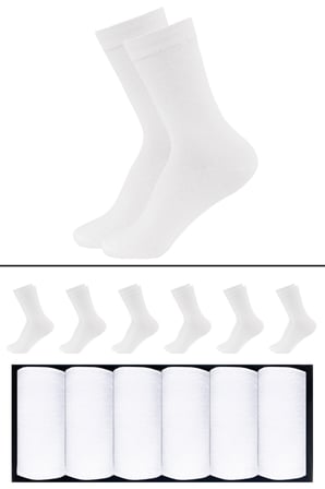 Bambu Kadın Soket Çorap Beyaz 6'lı Paket, Dikişsiz, Soft Yıkamalı, Yumuşak, 36-40
