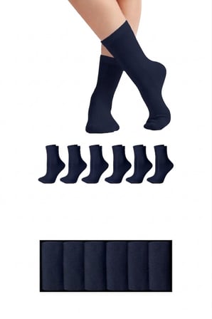 Bambu Erkek Soket Çorap Premium Kutulu Lacivert 6'lı, Burun Dikişsiz, Soft Yıkamalı, Yumuşak Premium, 40-45