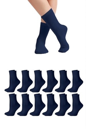 Bambu Erkek Soket Çorap Lacivert 12'li Paket, Burun Dikişsiz, Yıkamalı, 40-45