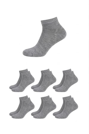 Bambu Kadın Kısa Konç Çorap Gri 6'lı Paket, Burun Dikişsiz, Yıkamalı, 36-40