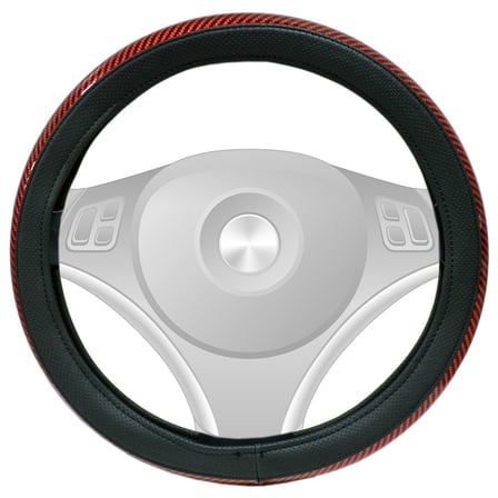 NYF FX-001 Geçmeli Direksiyon Kılıfı Çember Parlak Karbon Kırmızı 38 cm