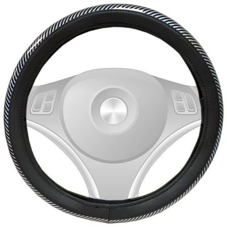 NYF FX-004 Geçmeli Direksiyon Kılıfı Çember Parlak Karbon Beyaz 38 cm