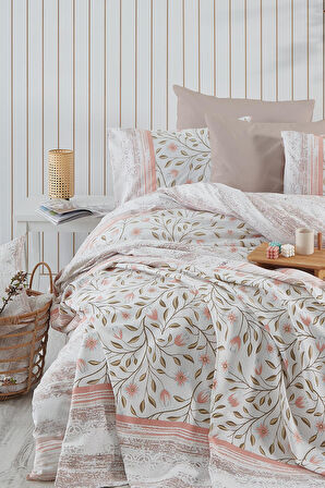 Cotton Life Fiesta Pembe Çift Kişilik %70 Pamuk %30 Pes Kutulu Nevresim Takımı