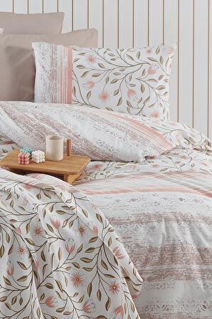 Cotton Life Fiesta Pembe Çift Kişilik %70 Pamuk %30 Pes Kutulu Nevresim Takımı