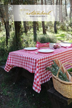 İyi Geceler %100 Pamuklu Happy Days Minimal Doğal Ahşap Ekmek Sepetli Sofra Ve Piknik Seti 7 Parça -