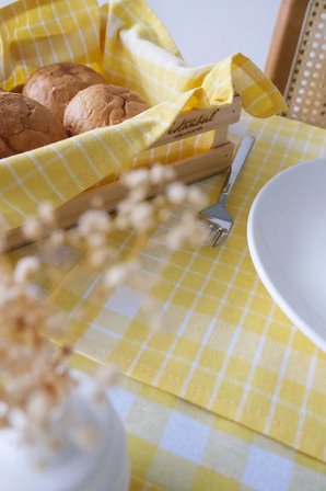İyi Geceler %100 Pamuklu Happy Days Minimal Doğal Ahşap Ekmek Sepetli Sofra Ve Piknik Seti 7 Parça -