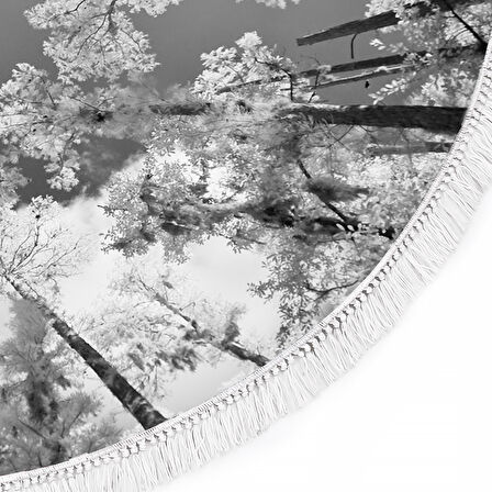 Dekoreko İpek Halı Dijital Saçaklı Yuvarlak 1902 Desen 1