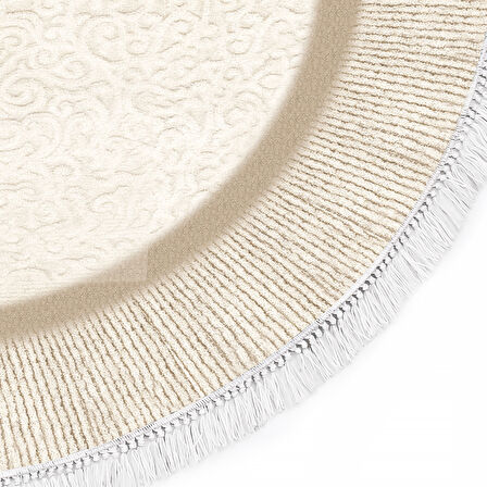 Dekoreko İpek Halı Dijital Saçaklı Yuvarlak 1907 Desen 1