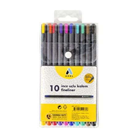 Adel Fineliner 10 Renk Karışık İnce Uçlu Kalem