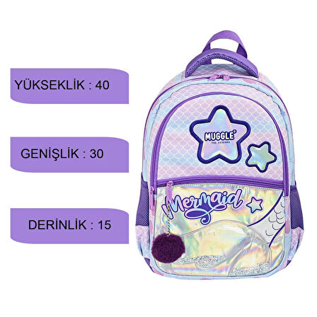 Muggle 3 Bölmeli Mermaid Okul Sırt Çantası + Kalemlik