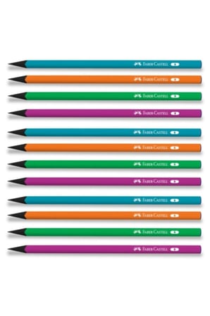 Faber-castell Kurşun Kalem Siyah Lata Neon Yuvarlak B (12 Li Paket)