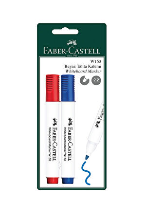 W153 Beyaz Tahta Kalemi 2'li Set, Mavi ve Kırmızı Renk,Kolay Silinir, Ergonomik Tasarım