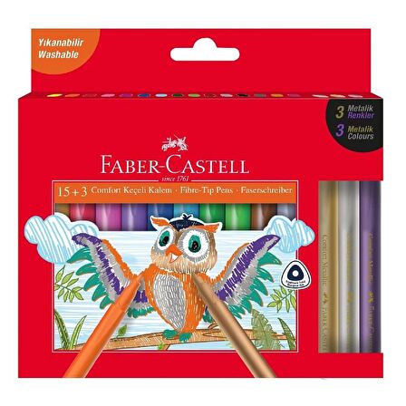 Faber-Castell Comfort Keçeli Kalem, 15+3 Metalik