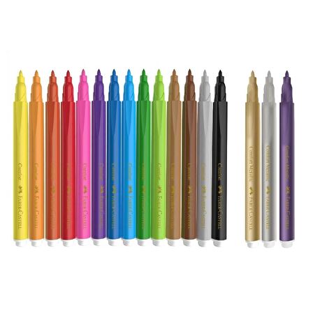 Faber-Castell Comfort Keçeli Kalem, 15+3 Metalik