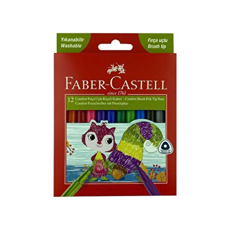 Faber-Castell Comfort Yıkanabilir Fırça Uçlu Keçeli Kalem 12'Lİ