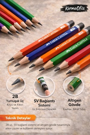 Opak 12’li Kurşun Kalem Seti 2B | Dayanıklı, Kolay Silinen, SV Teknolojili Kalem