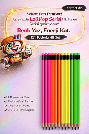 LoliPop Serisi 12’li Fosforlu HB Kurşun Kalem